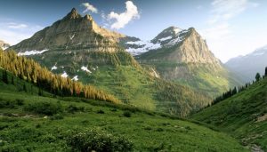 stunning view of jagged peaks in Glacier National Park