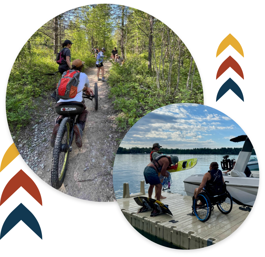 Summer Activity Photo Bubbles Summer cycling and paddle adaptive sports photo collage